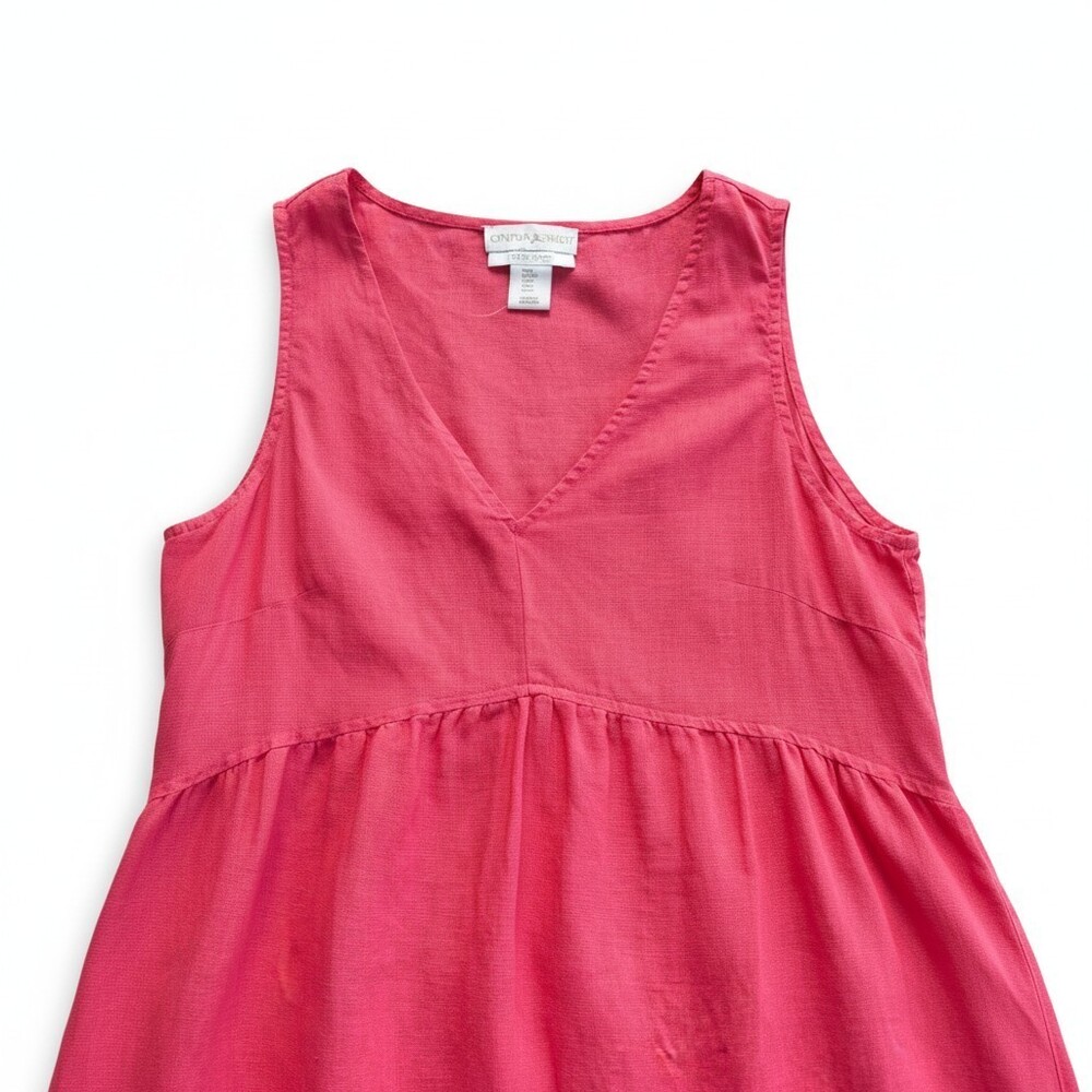 Cynthia Rowley 100% Linen Sundress Size S Raspberry Empire Waist Ruffle Hem - Picture 3 of 10